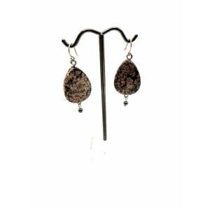 Pink Snowflake Obsidian Drop Earrings Sterling Silver